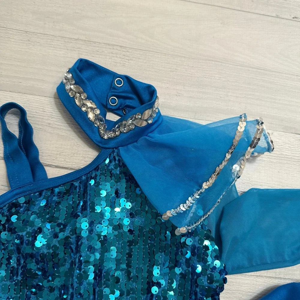 Weismann girls‎ blue tutu sequin leotard child size IC 7/8